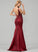 With V-neck Sweep Sequins Beading Annabel Satin Train Prom Dresses Lace Trumpet/Mermaid