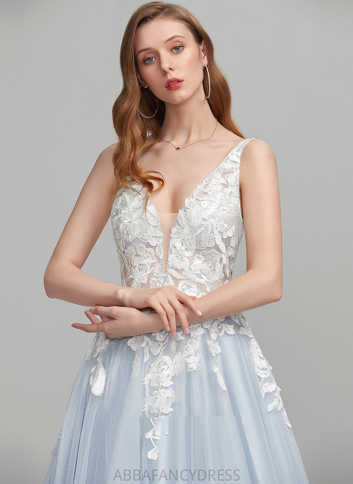 Floor-Length Tulle V-neck Ball-Gown/Princess Prom Dresses Jessie