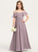 A-Line Junior Bridesmaid Dresses Chiffon Ruffle Off-the-Shoulder Aylin Floor-Length With