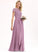 A-Line Chiffon Mercedes Scoop With Floor-Length Neck Prom Dresses Lace Pockets