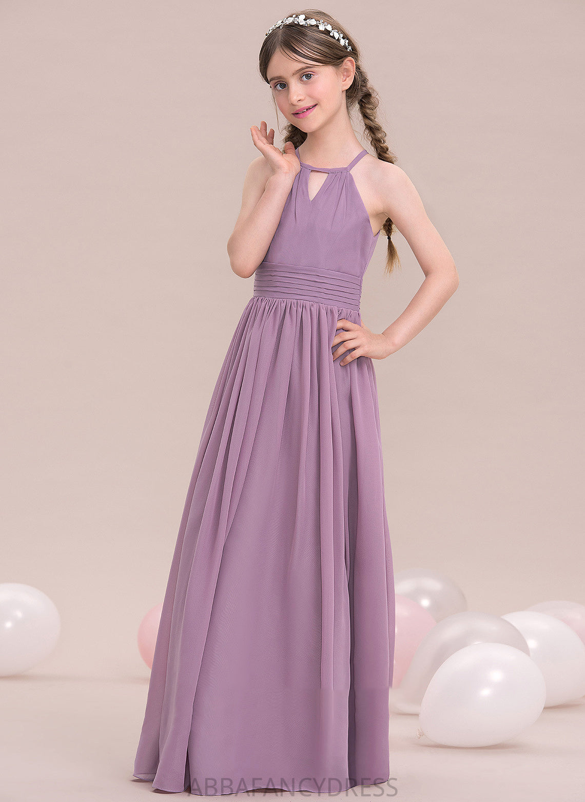 A-LineScoopNeckFloor-LengthChiffonJuniorBridesmaidDressWithRuffle#119580 Junior Bridesmaid Dresses Presley