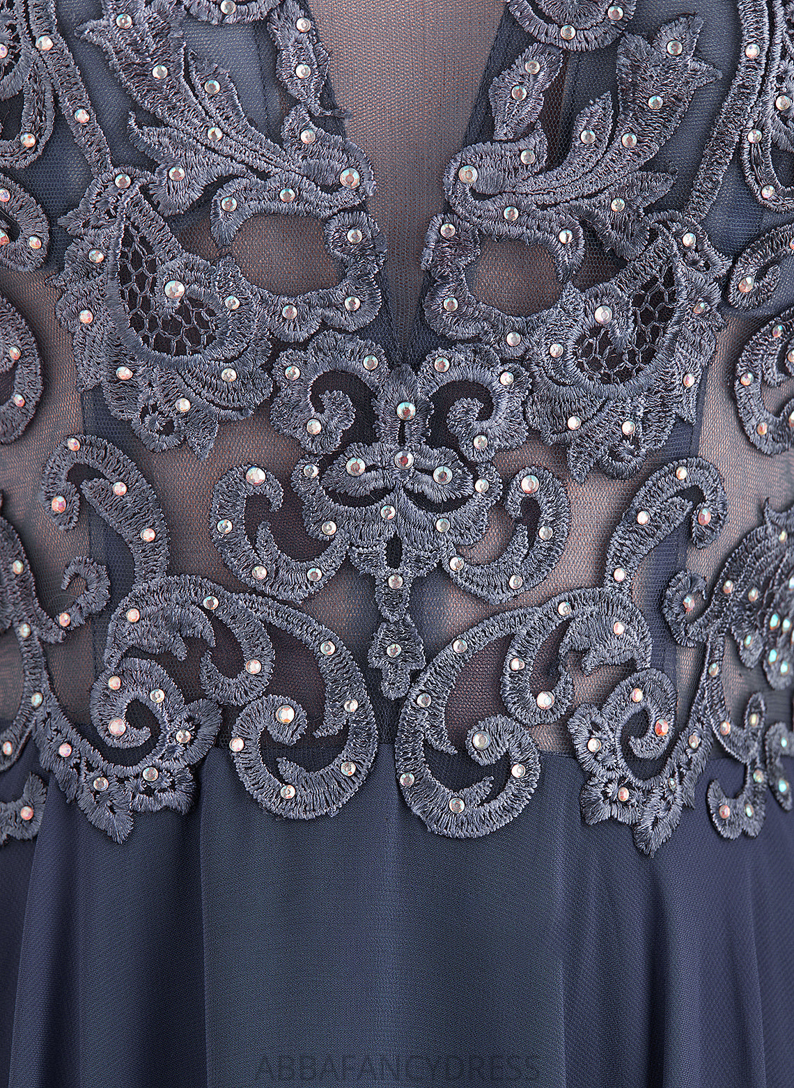 V-neck Prom Dresses Sequins A-Line Chiffon Beading With Damaris Floor-Length