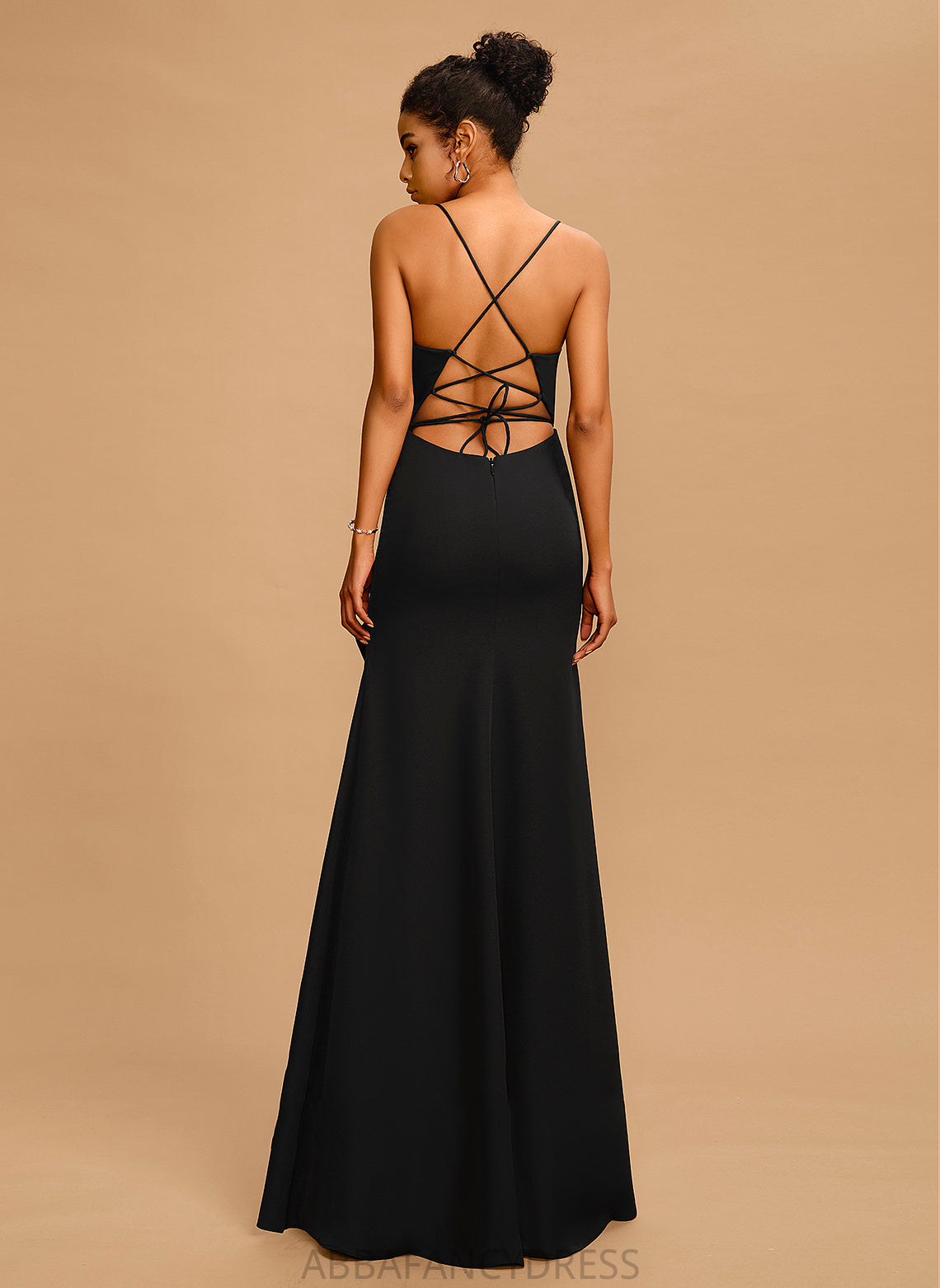 Neckline With Stretch Crepe Prom Dresses Sheath/Column Ruffle Joselyn Floor-Length Square