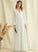Chiffon V-neck Evelyn A-Line Wedding Split Dress Front Floor-Length Wedding Dresses With