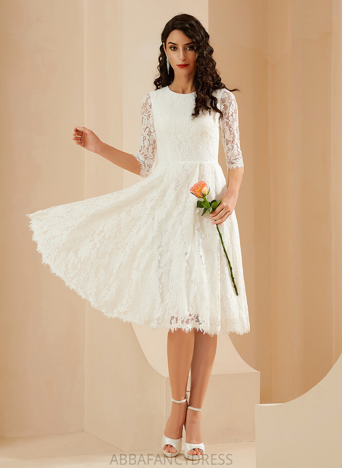 Wedding Dresses Dress Scoop Wedding Michelle A-Line Knee-Length Lace