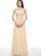 Ruffle Chiffon Flower(s) Beading Scoop Prom Dresses With Floor-Length A-Line Aubrie Neck