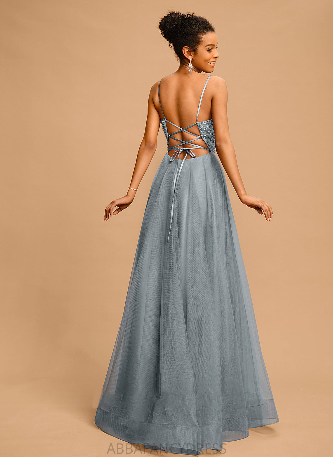 Prom Dresses Beading Sequins Lexie Tulle Square Ball-Gown/Princess Neckline With Floor-Length