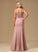 SplitFront Neckline Floor-Length Silhouette Fabric Lace HighNeck Length Embellishment A-Line Scarlett Floor Length