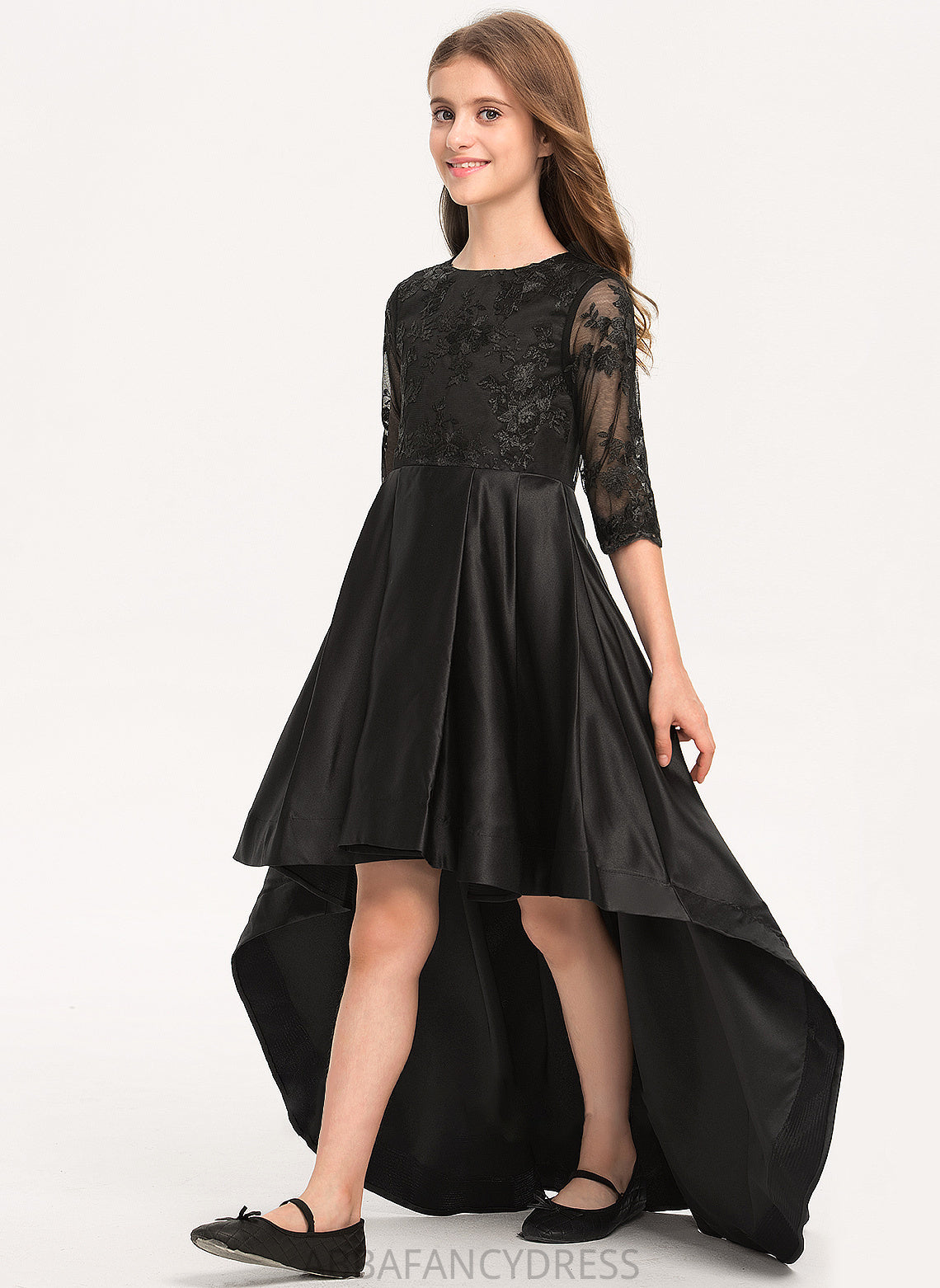 With Asymmetrical Satin A-Line Adalynn Lace Scoop Neck Junior Bridesmaid Dresses Ruffle