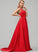 Giselle Prom Dresses Satin Ball-Gown/Princess Front Train Split V-neck Sweep With