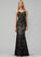 Prom Dresses Sequins Sequined Trumpet/Mermaid V-neck Floor-Length With Tess