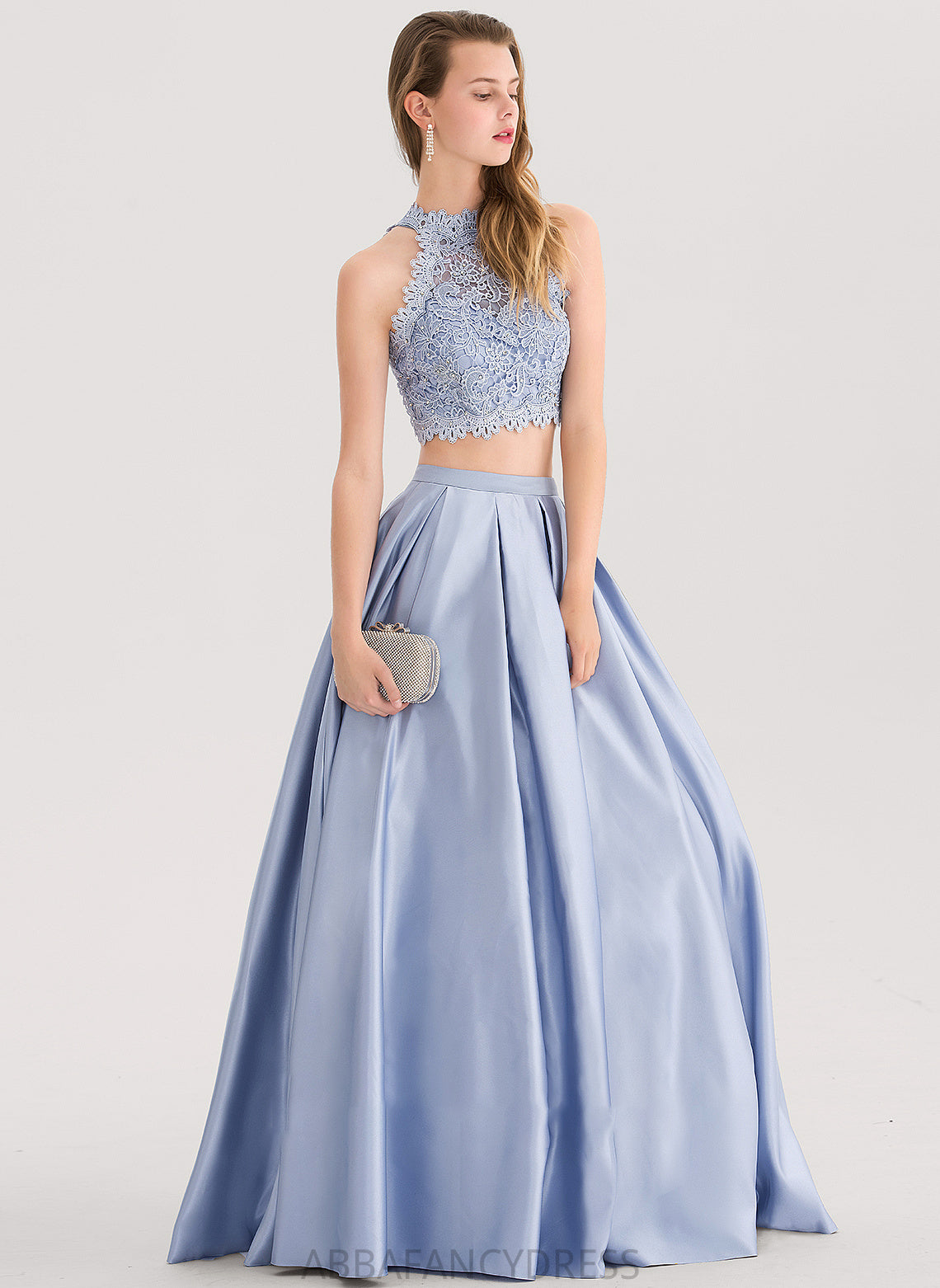 With Ball-Gown/Princess Beading Neck Floor-Length Sequins Prom Dresses Satin Scoop Briana