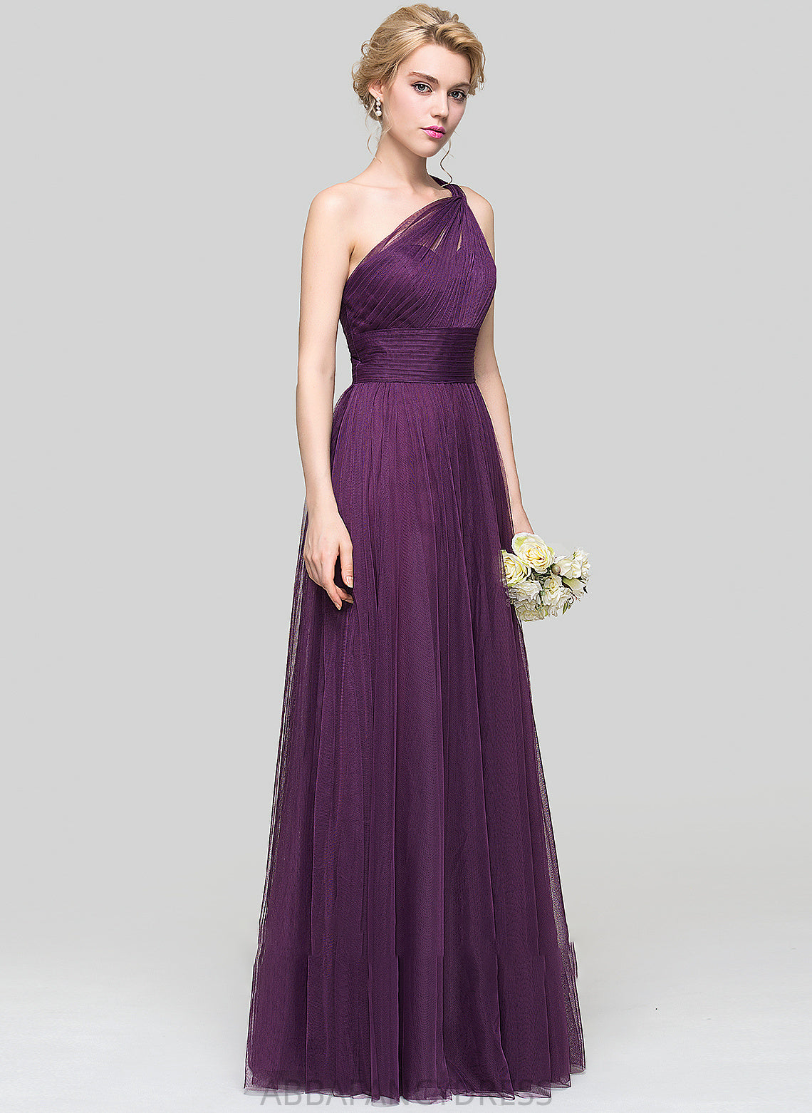 A-Line Taliyah Tulle Prom Dresses With Floor-Length One-Shoulder Ruffle