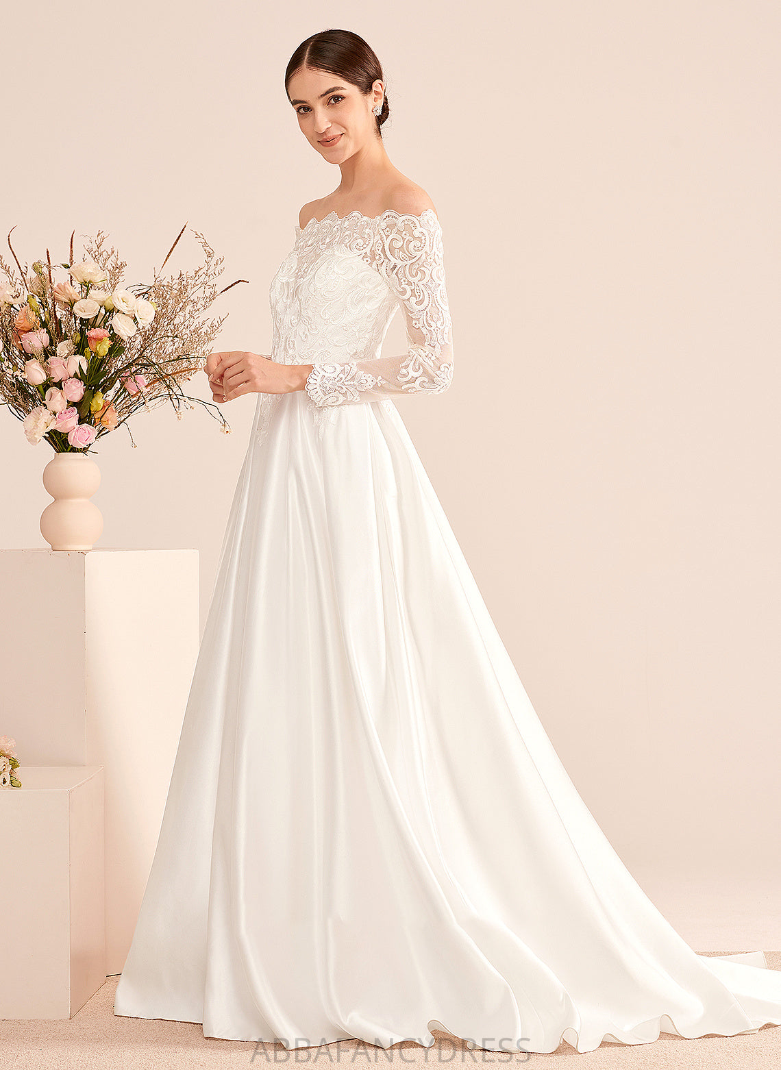 Dress Off-the-Shoulder Lace Ball-Gown/Princess With Wedding Train Wedding Dresses Court Elva