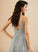 Lace Split Prom Dresses V-neck Megan With Floor-Length Chiffon Sequins A-Line Front