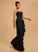Neckline With Stretch Crepe Prom Dresses Sheath/Column Ruffle Joselyn Floor-Length Square