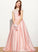 Alisa Satin Lace Ball-Gown/Princess Sweep Off-the-Shoulder Junior Bridesmaid Dresses Train