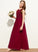 Floor-Length A-Line Junior Bridesmaid Dresses With Sanaa Lace Scoop Neck Chiffon Sequins