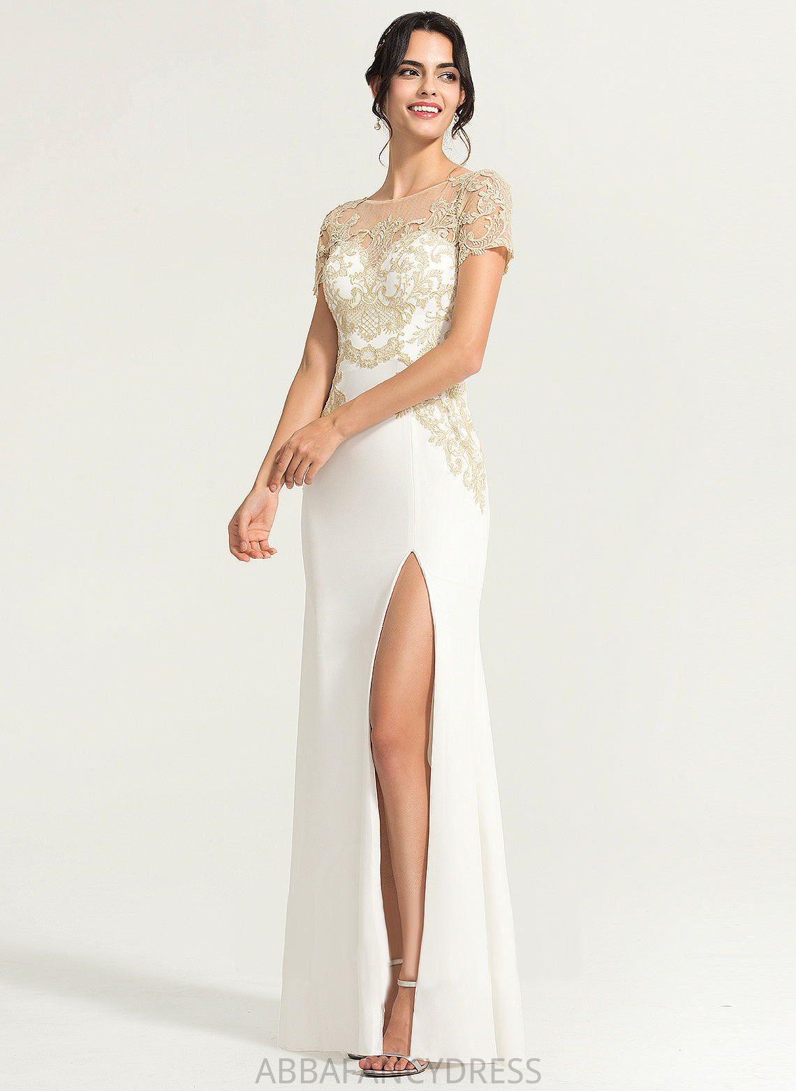 Dress Sheath/Column Lace Scoop Stretch Crepe Mariana Wedding Wedding Dresses Floor-Length