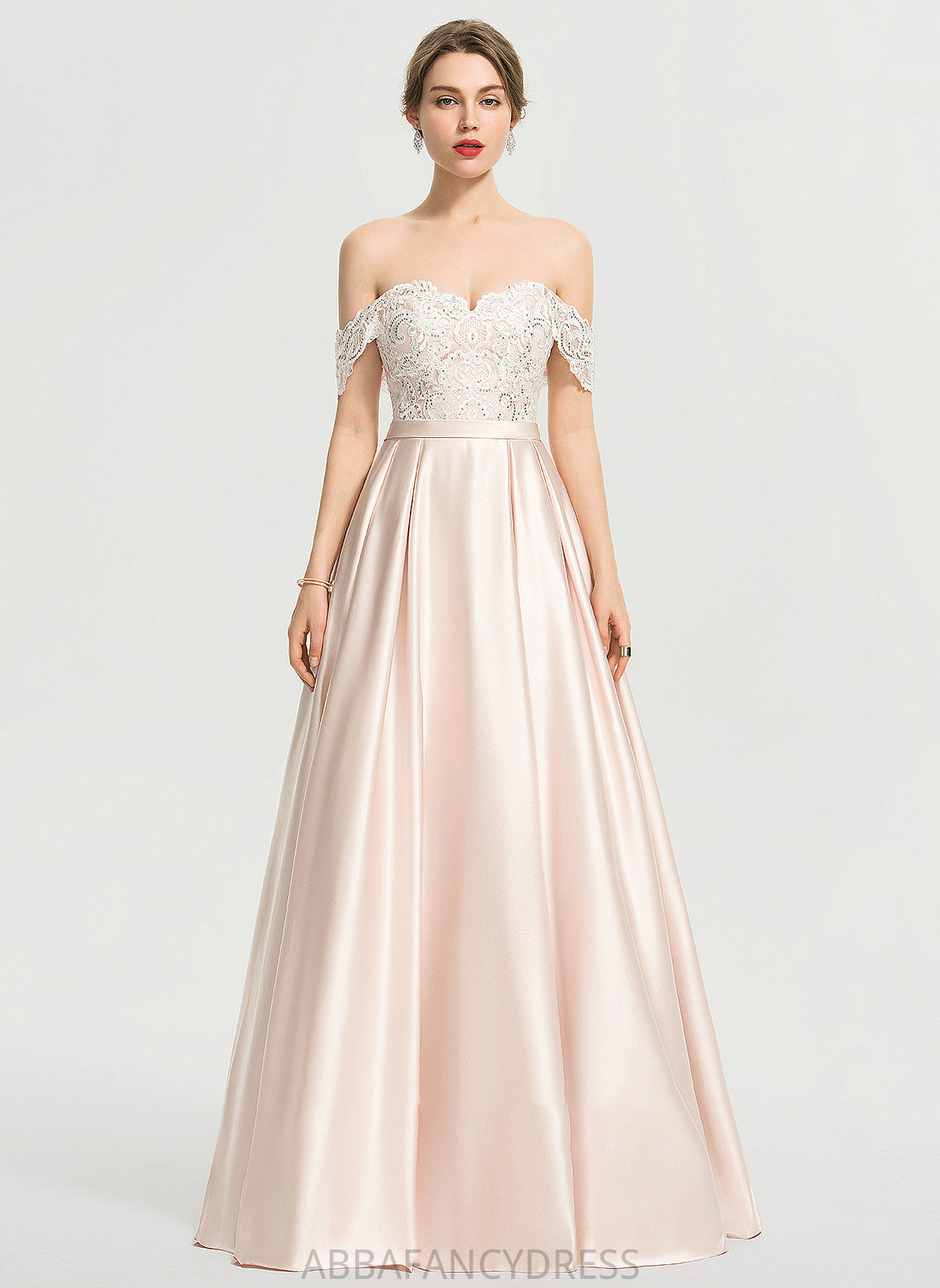 Wedding Dresses Jaslyn Floor-Length Ball-Gown/Princess Sequins Wedding Dress Satin Off-the-Shoulder With