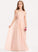 A-Line Junior Bridesmaid Dresses Floor-Length V-neck With Chiffon Ruffle Campbell Bow(s)