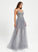 Sequins Phoenix V-neck Lace Prom Dresses Ball-Gown/Princess With Tulle Floor-Length