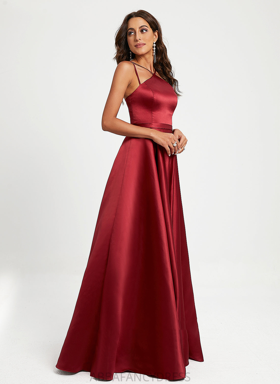 Floor-Length Satin A-Line Prom Dresses Arely Halter