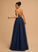 Tulle Floor-Length Sequins With A-Line V-neck Maci Prom Dresses Beading