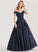 Beading Sophia Satin Prom Dresses With Sequins Ball-Gown/Princess Floor-Length Off-the-Shoulder