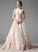 Amya Tulle Wedding Beading With Train Halter Chapel Wedding Dresses Ball-Gown/Princess Dress Lace