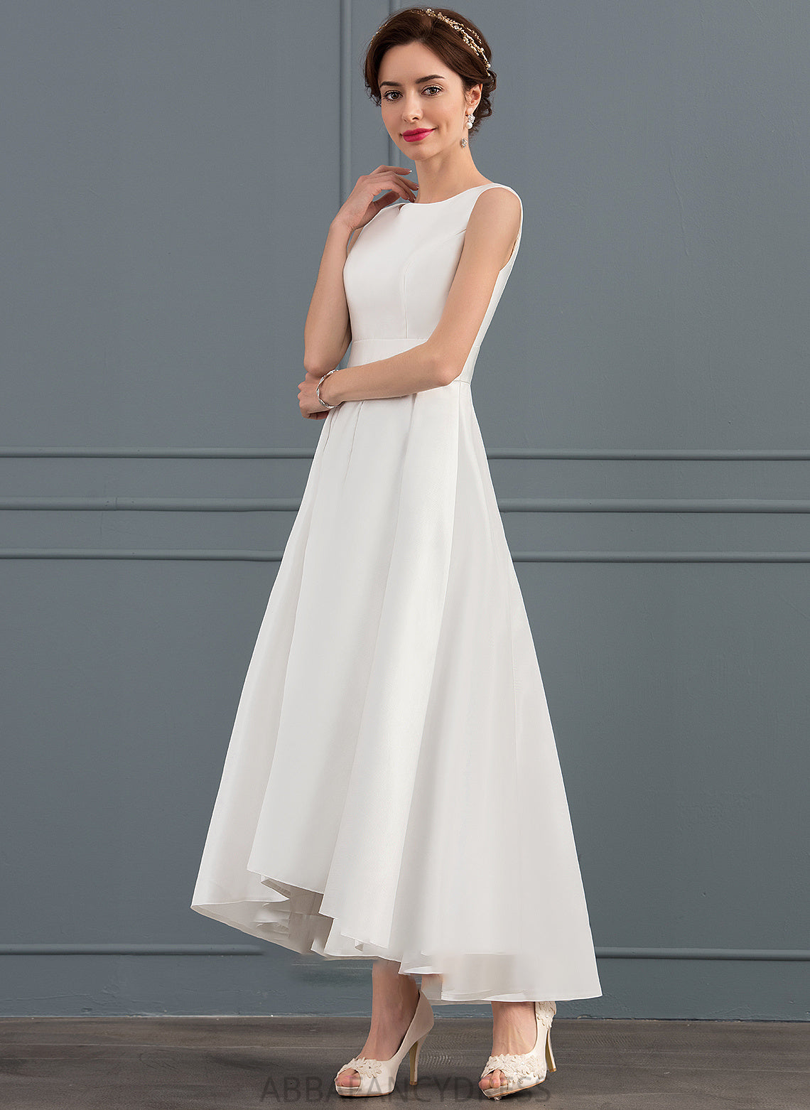 Square Jayda Wedding Satin Wedding Dresses Dress A-Line Asymmetrical Neckline