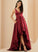 Asymmetrical Satin Prom Dresses With V-neck Amiya Ball-Gown/Princess Pockets