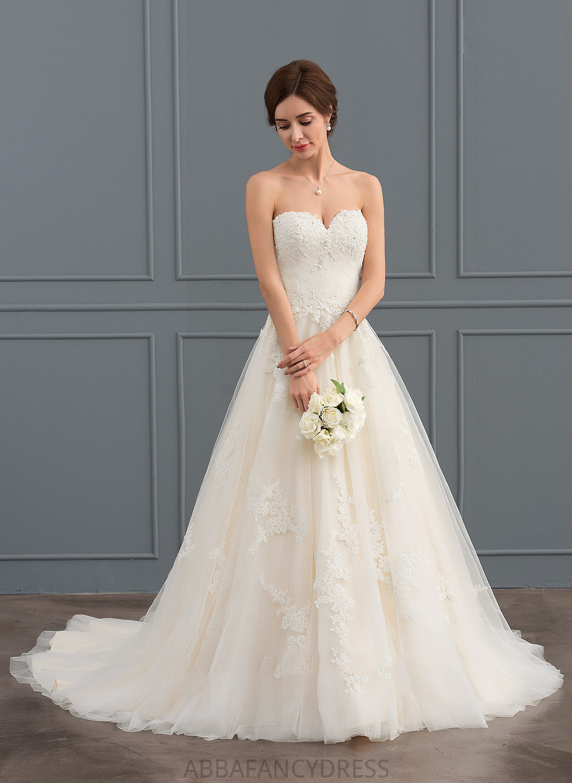 Ruffle Court Tulle Wedding Dresses Sweetheart Janiyah Ball-Gown/Princess Wedding Dress Train With Beading
