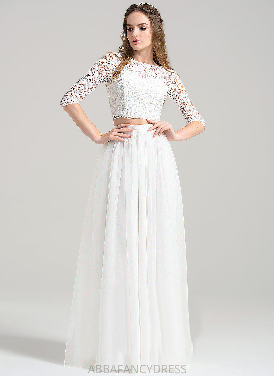 Floor-Length A-Line Dress Wedding Dresses Wedding Tulle Brielle Lace