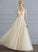 Beading A-Line V-neck With Wedding Dresses Natalya Floor-Length Sequins Wedding Tulle Dress