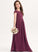 Square Isabel Junior Bridesmaid Dresses Bow(s) Lace Floor-Length Pleated Chiffon With A-Line Neckline