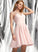 Prom Dresses Stretch A-Line Crepe Jaqueline Short/Mini V-neck