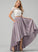 Krystal Lace Satin Neck A-Line Pockets Scoop Asymmetrical With Prom Dresses