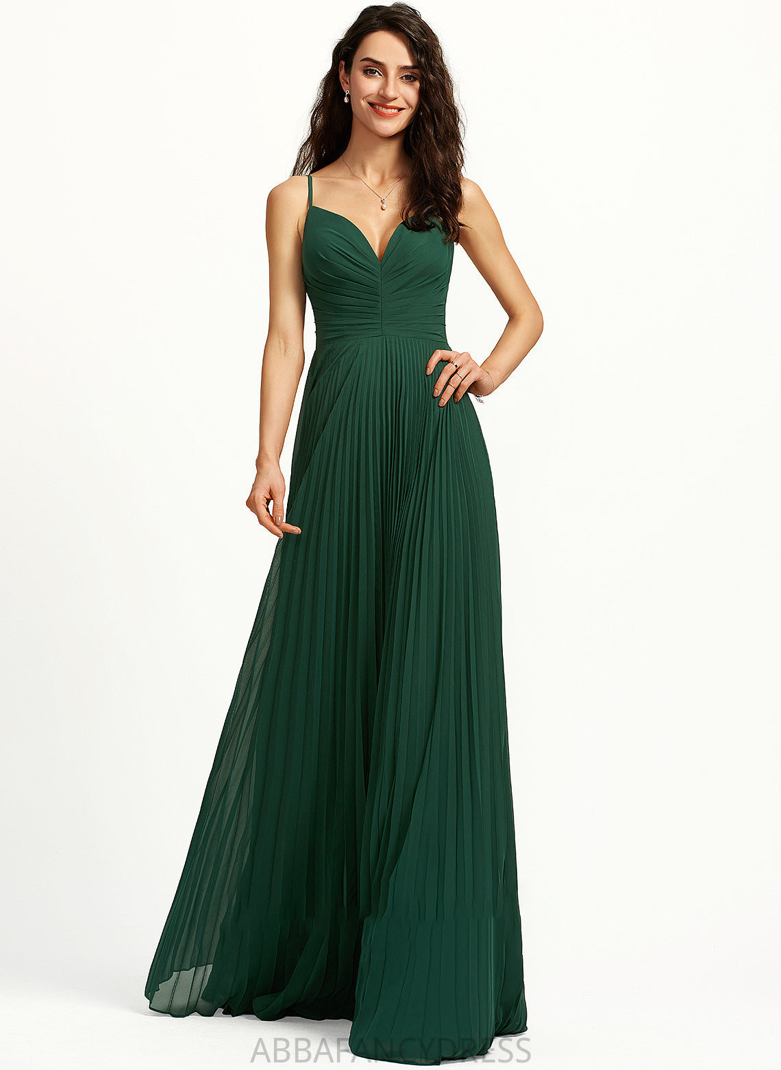 Pleated A-Line V-neck Bryanna With Prom Dresses Floor-Length
