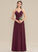 Ruffle A-Line Floor-Length Halle Chiffon Prom Dresses With V-neck Lace