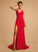 Deanna Sheath/Column V-neck Jersey Sweep Prom Dresses Train