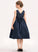 Bow(s) Beading Lace Cherish Satin With A-Line Junior Bridesmaid Dresses Knee-Length Neck Scoop