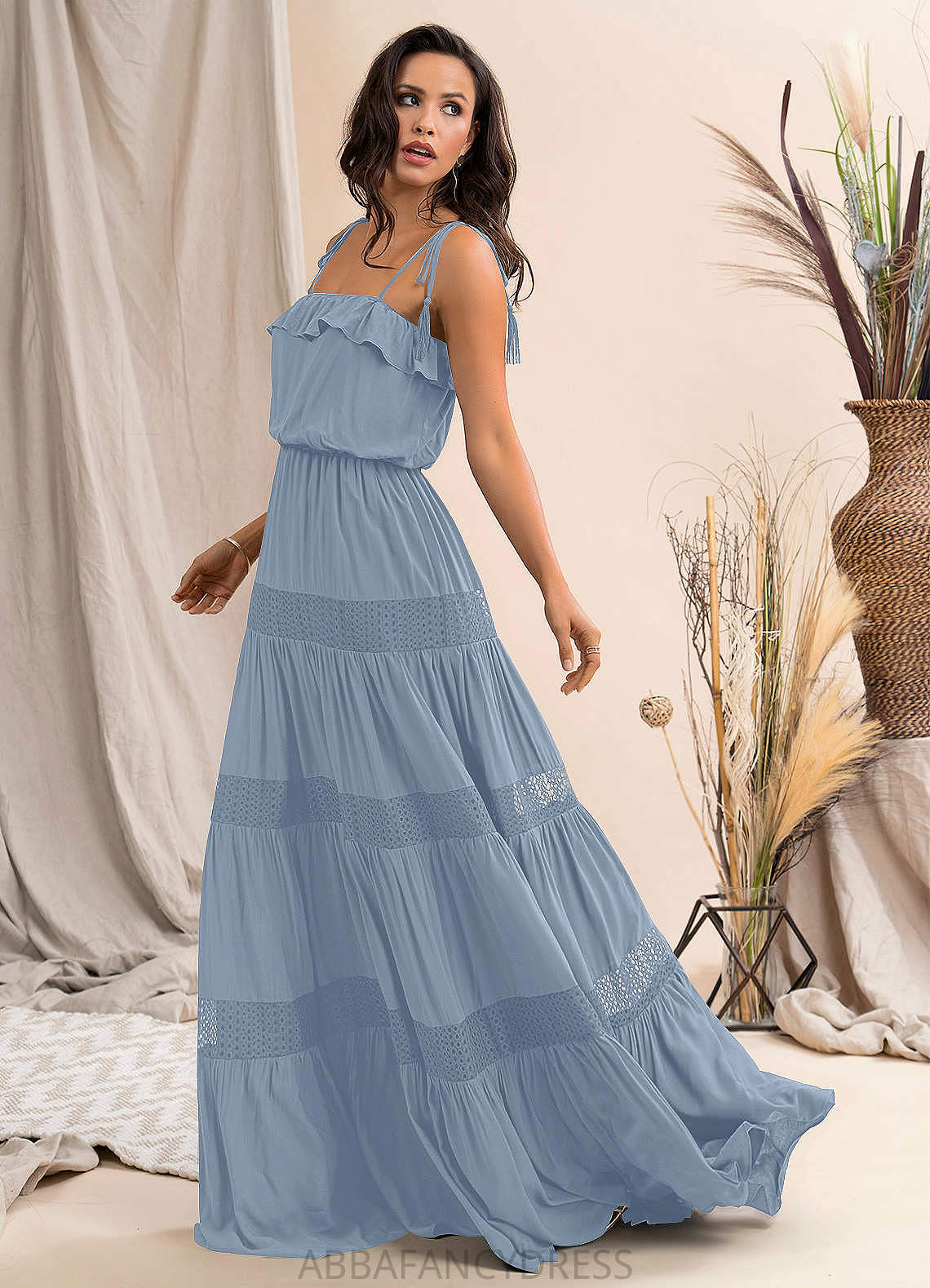 Haylee Floor Length Natural Waist A-Line/Princess Sleeveless Spaghetti Staps Bridesmaid Dresses
