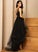 V-neck Ball-Gown/Princess With Tulle Asymmetrical Prom Dresses Aurora Beading