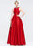 Scoop With Beading Gracie Floor-Length Taffeta Ball-Gown/Princess Prom Dresses Sequins Neck