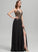 Lace Split Prom Dresses Floor-Length A-Line Cailyn Sequins With V-neck Chiffon Front