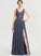 Sequins A-Line Prom Dresses Front Beading Chiffon With Lara Floor-Length Split V-neck