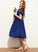 Scoop Azul Knee-Length Chiffon A-Line Junior Bridesmaid Dresses Neck With Bow(s)