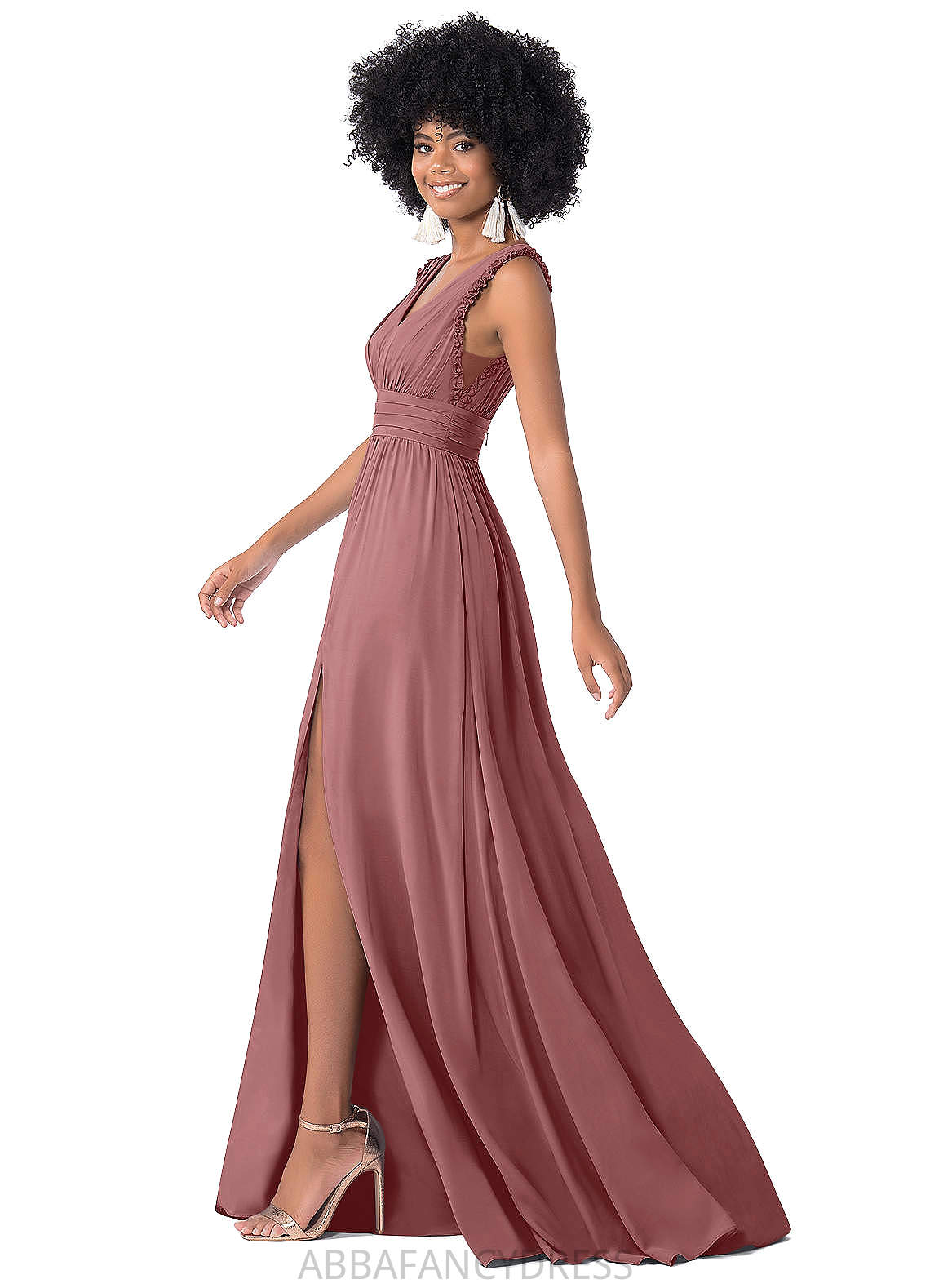 Rayna Sleeveless V-Neck A-Line/Princess Natural Waist Floor Length Bridesmaid Dresses