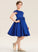 Milagros Bow(s) With Neck Satin Scoop Knee-Length A-Line Junior Bridesmaid Dresses Lace
